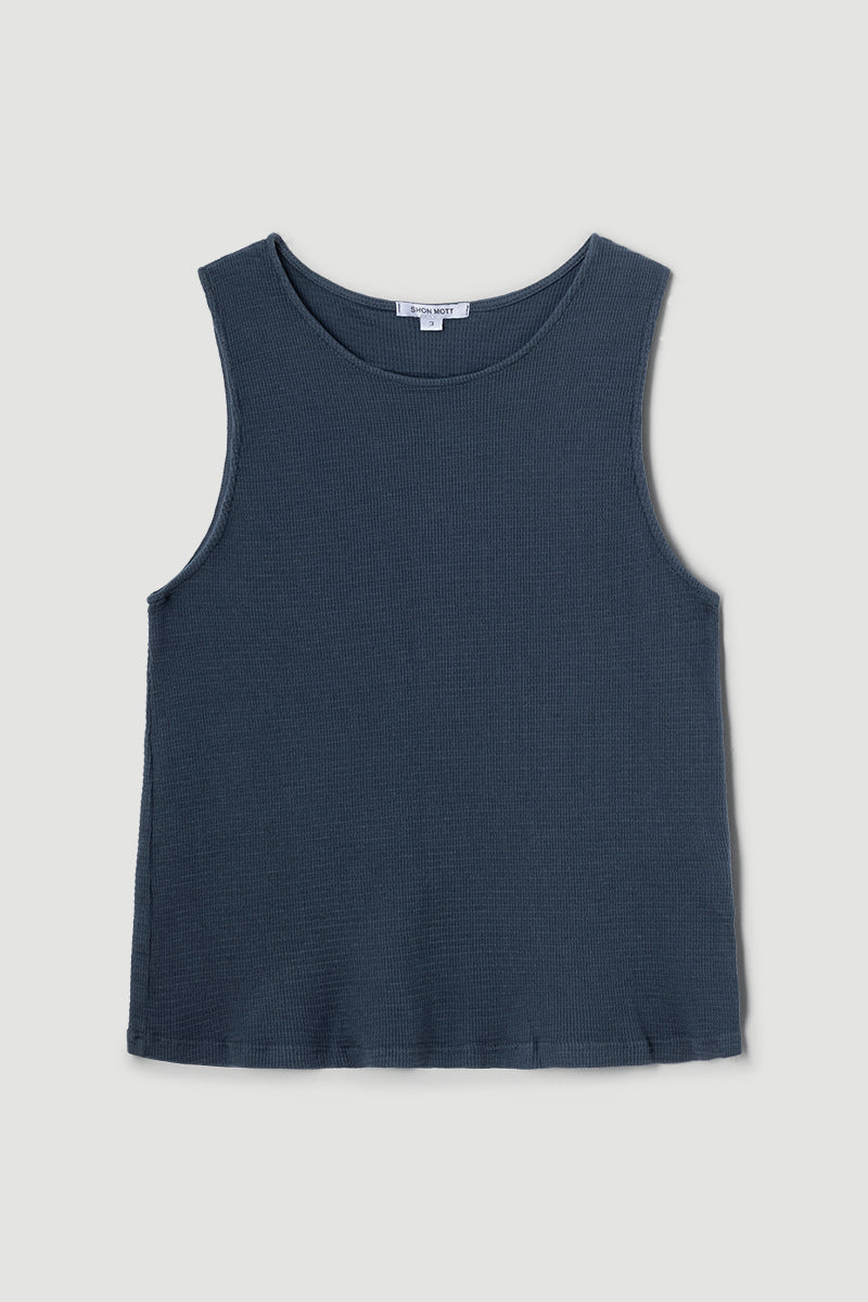 Camiseta de algodón sin mangas tejido en nido de abeja