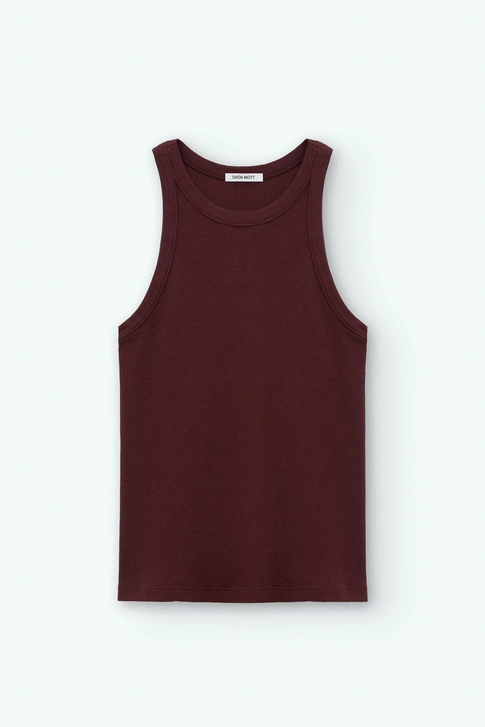 Top de canalé de algodón sin mangas y con cuello cerrado