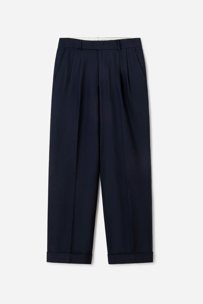 High-waisted pleated trousers