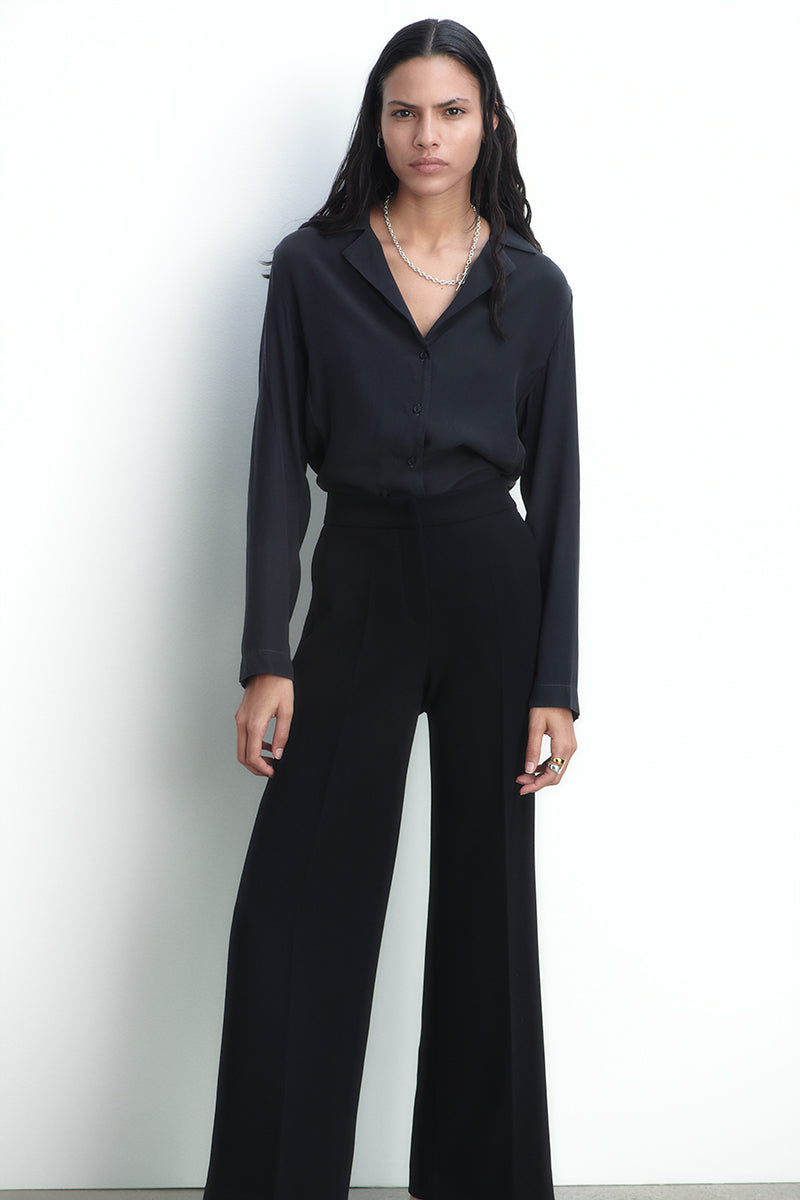 Structured wide-leg trousers