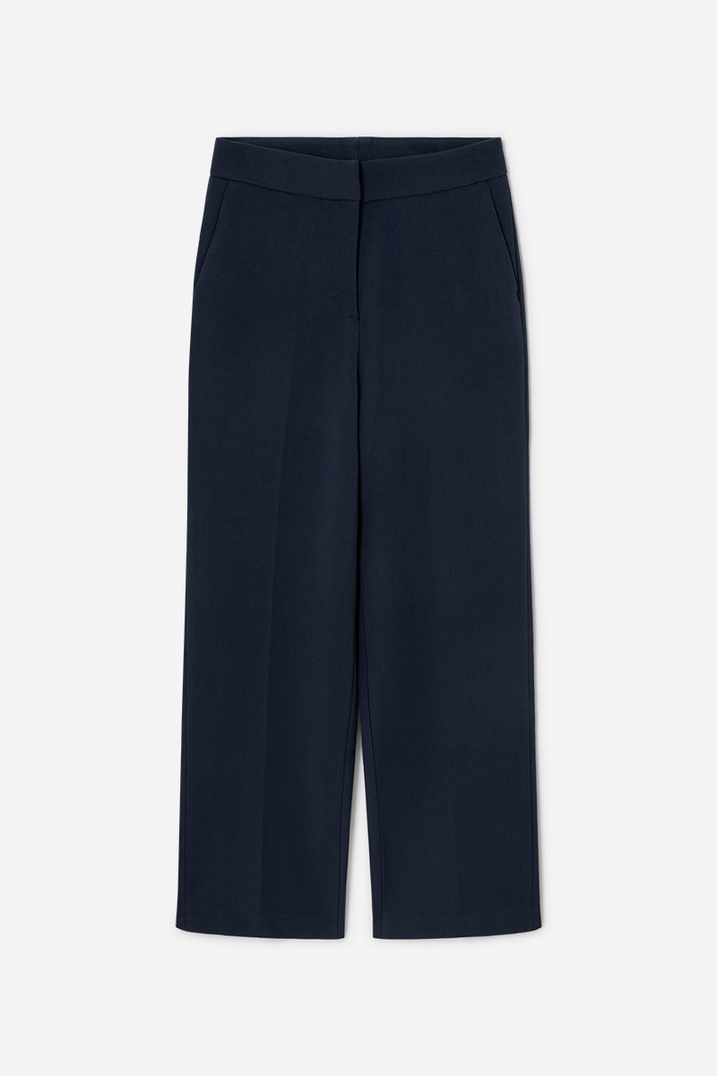 Structured wide-leg trousers