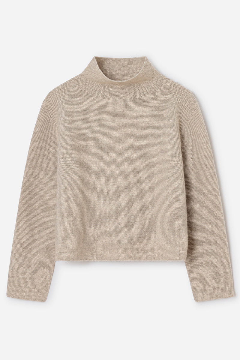 Cashmere sweater with funnel neck