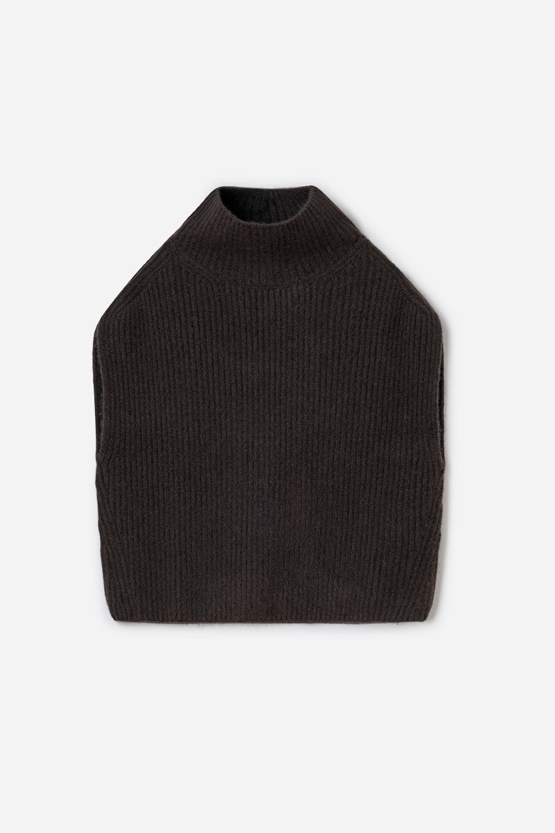 Cashmere vest with turned-down collar