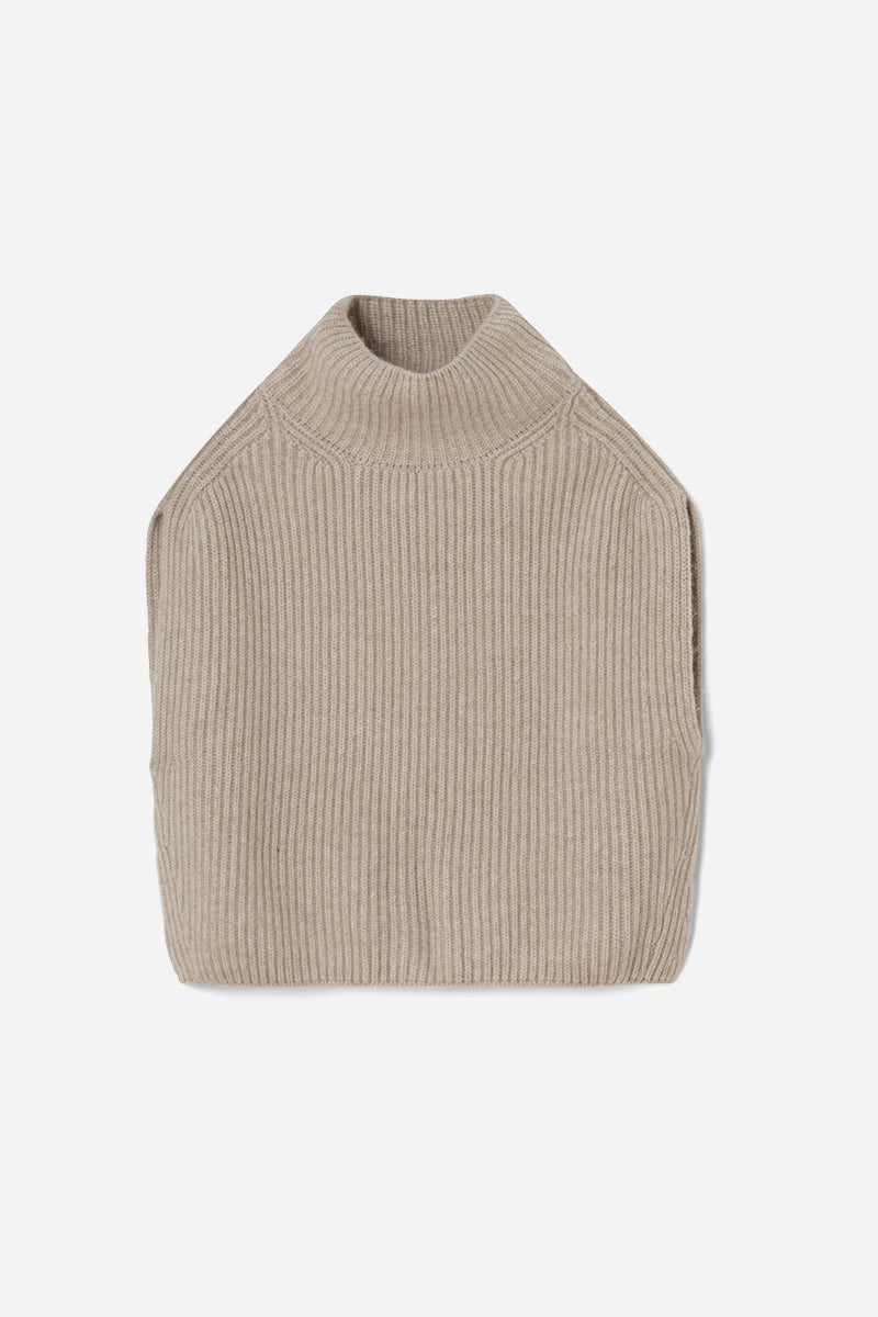 Cashmere vest with turned-down collar