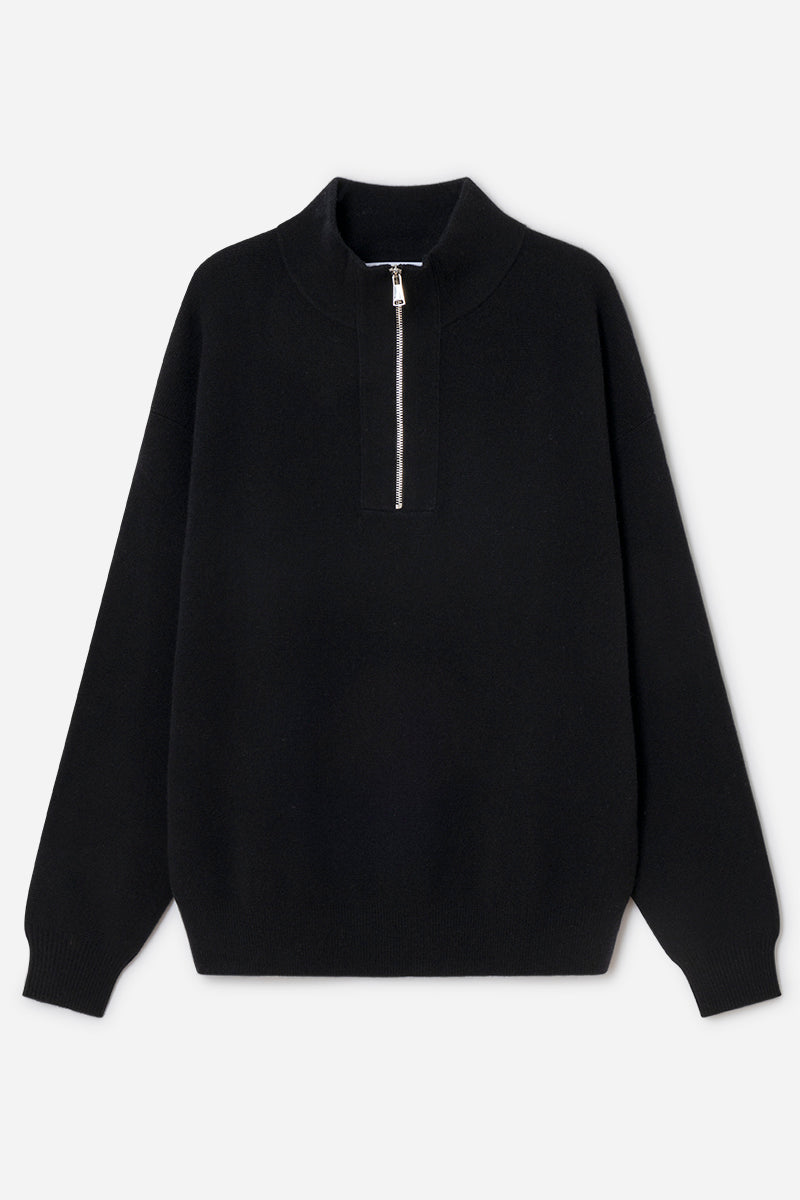 High-neck cashmere sweater with zipper