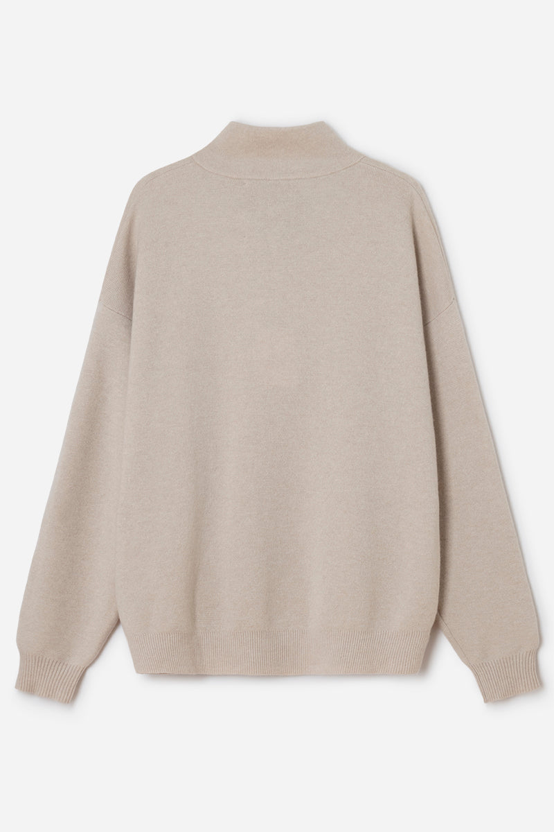 High-neck cashmere sweater with zipper