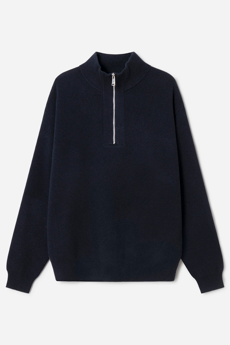 High-neck cashmere sweater with zipper