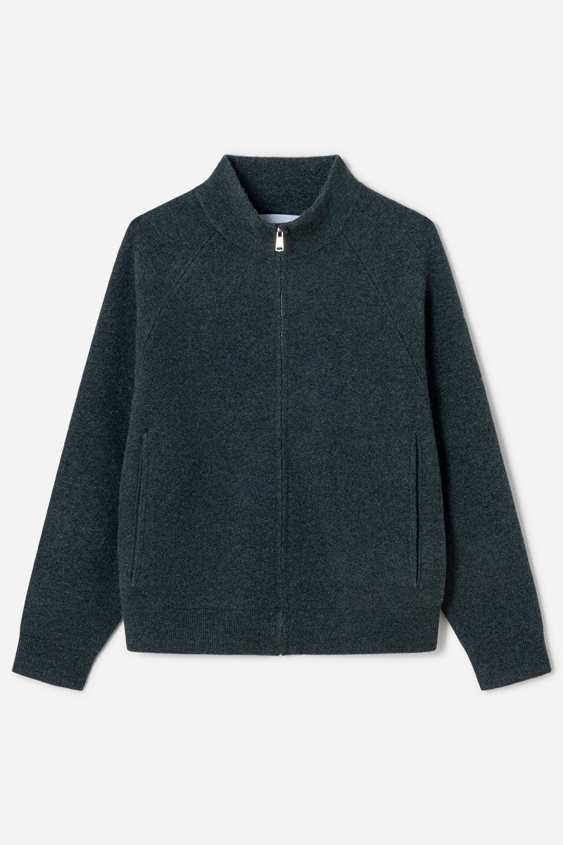 High-neck cashmere bomber jacket