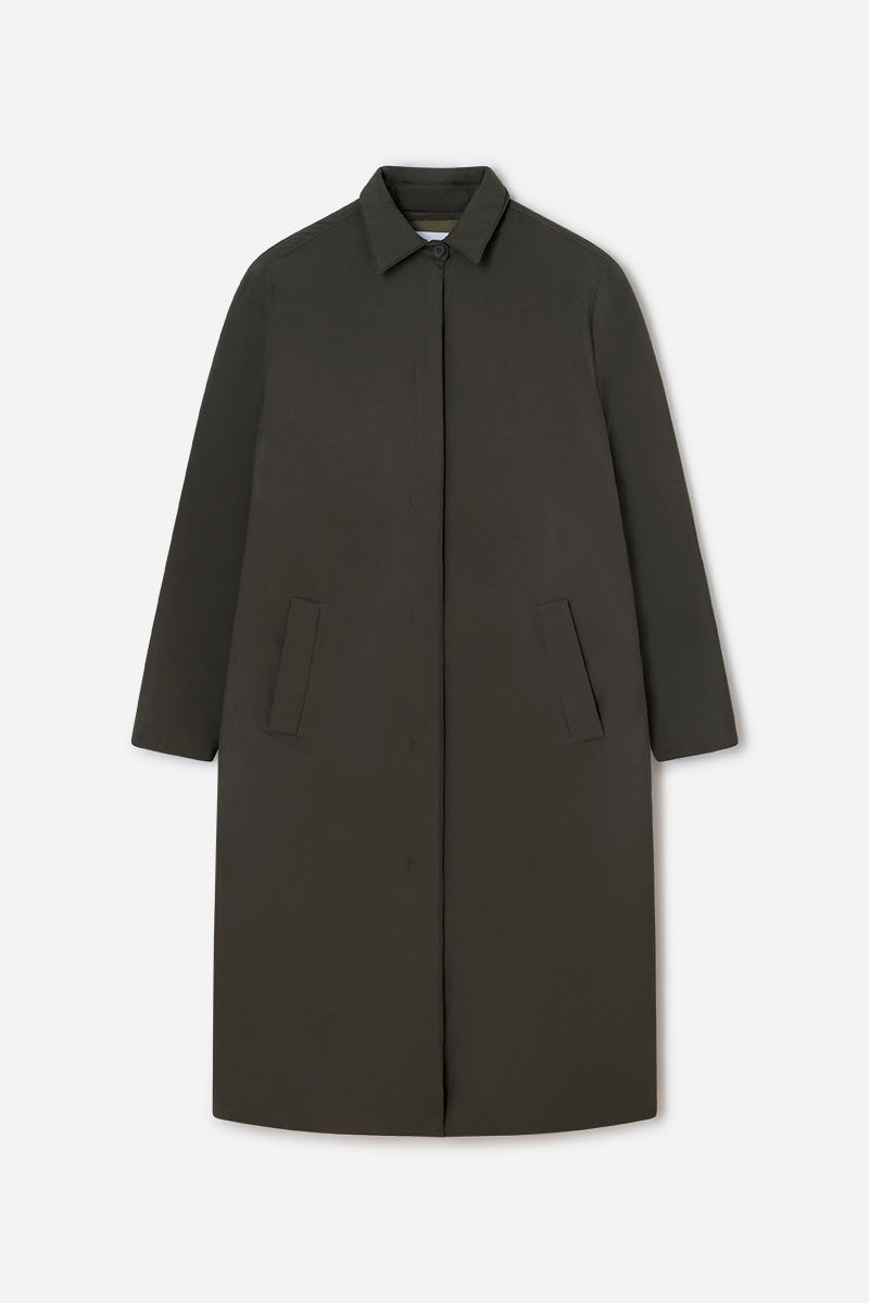 Long coat in technical fabric