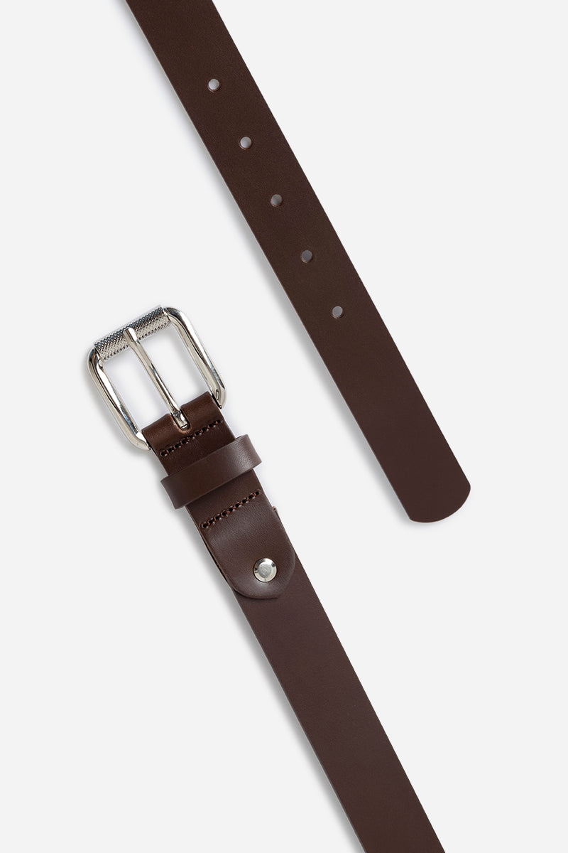 Leather belt with square buckle