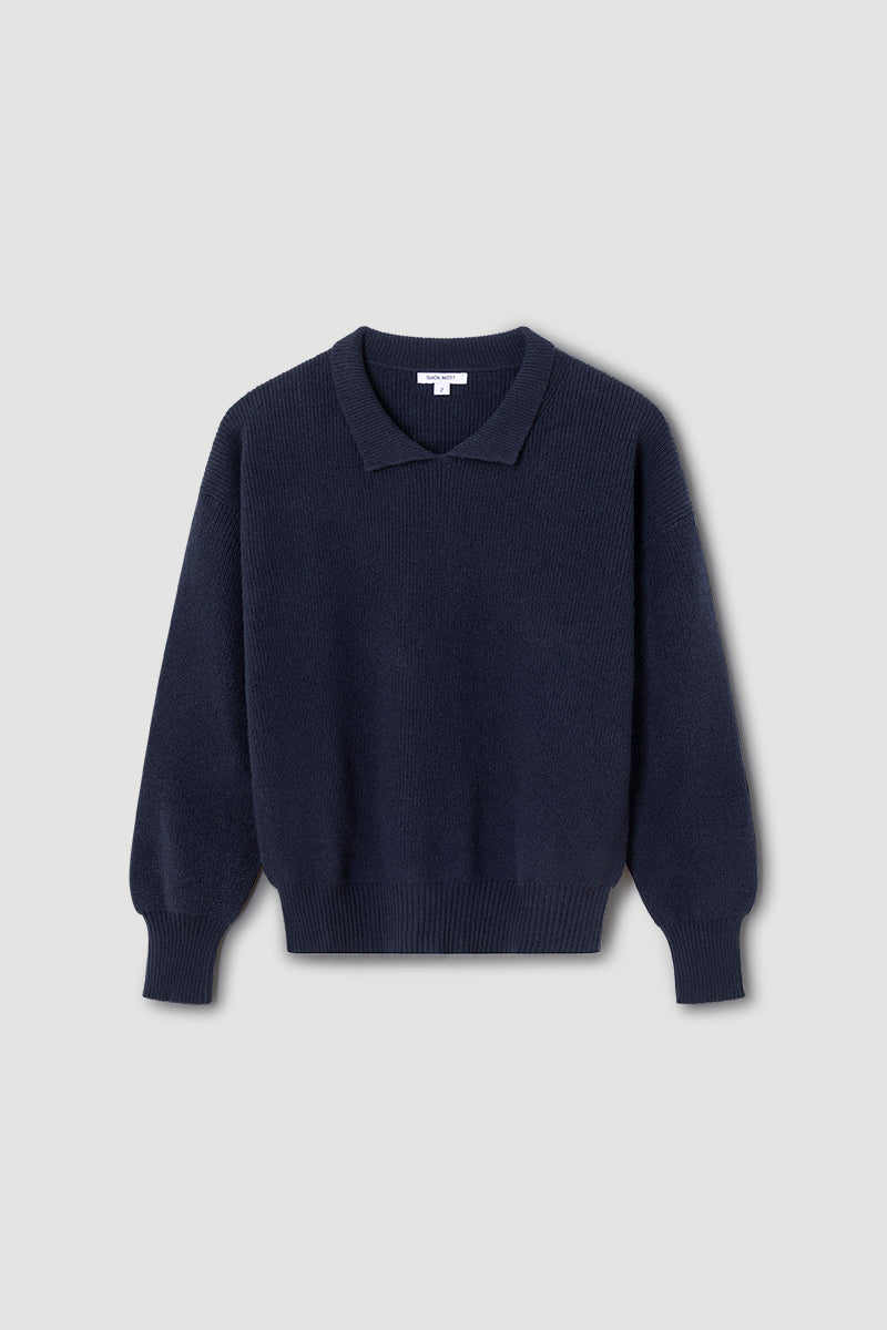 Cashmere sweater with polo neck