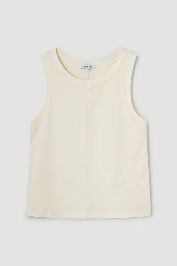 Sleeveless cotton terry top with front seam detail