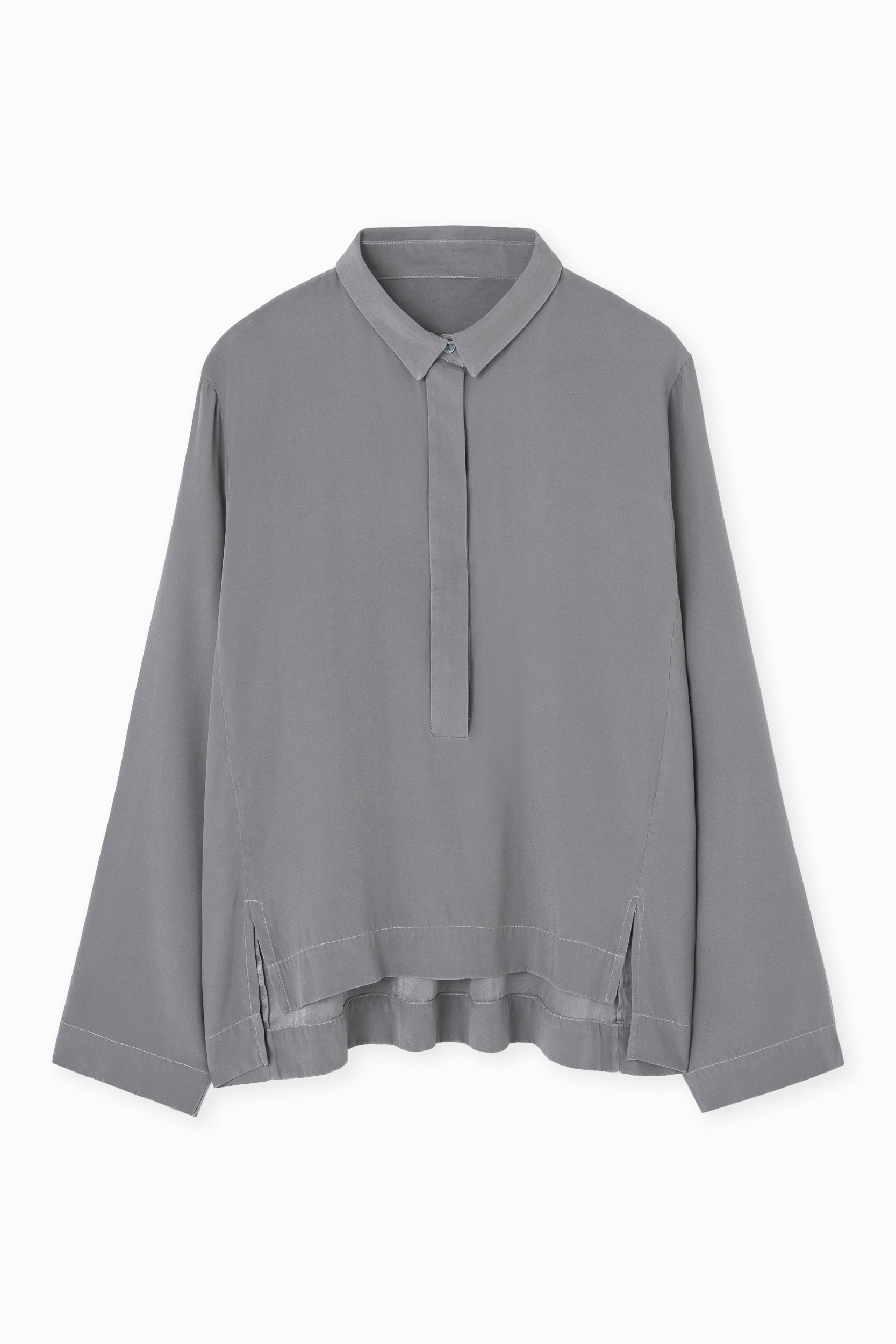 Silk blouse with polo neck