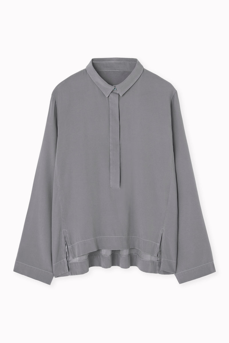 Silk blouse with polo neck