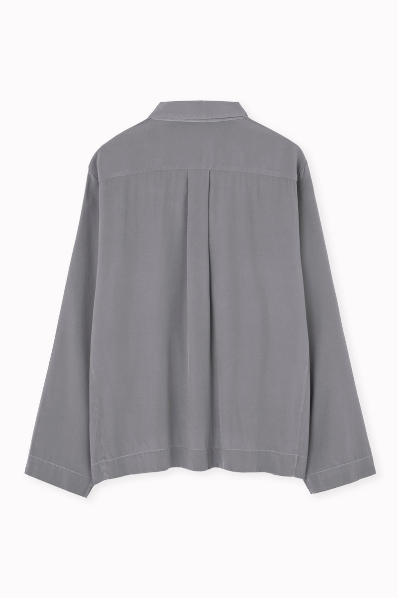 Silk blouse with polo neck