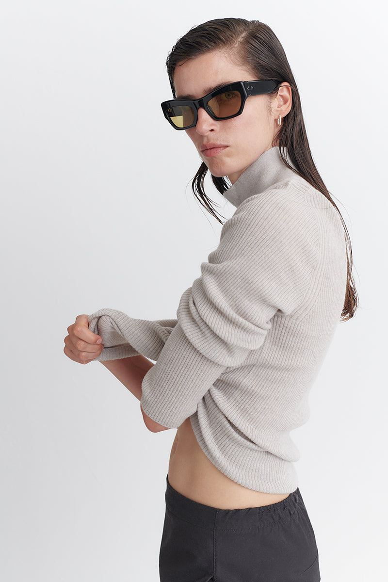 cashmere ribbed sweater with Perkins neck