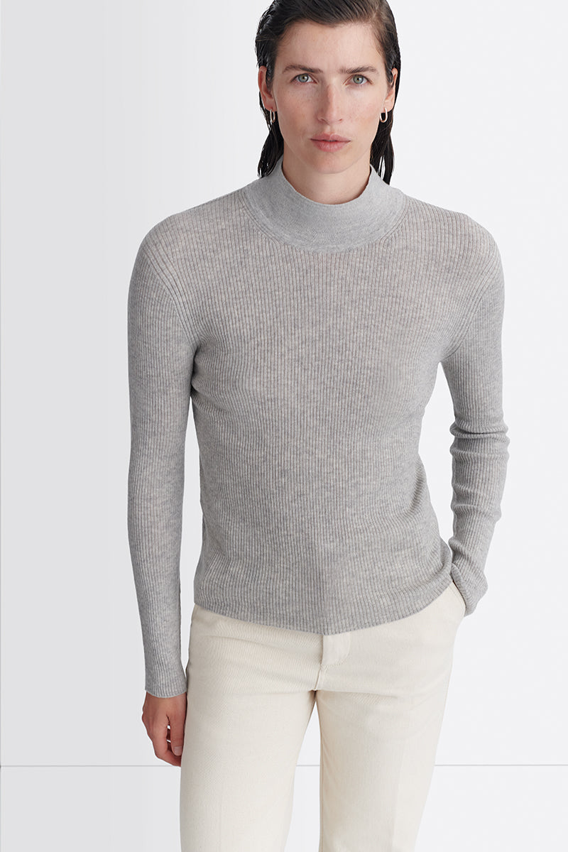 cashmere ribbed sweater with Perkins neck