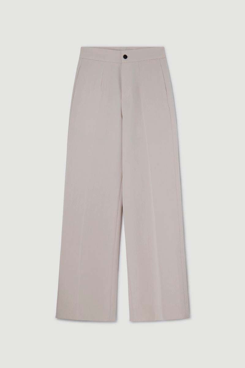 High-waist pants with darts and wide waistband