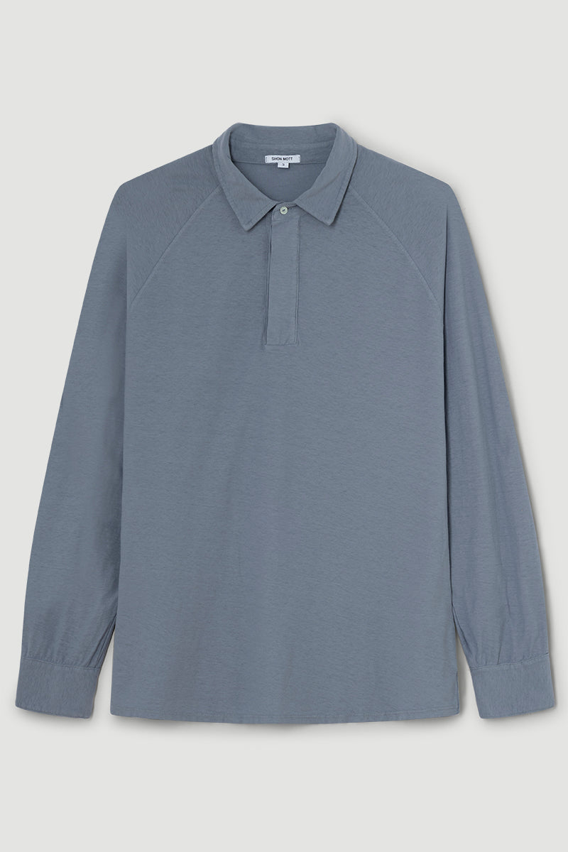 Ultralight cotton polo shirt with long sleeves