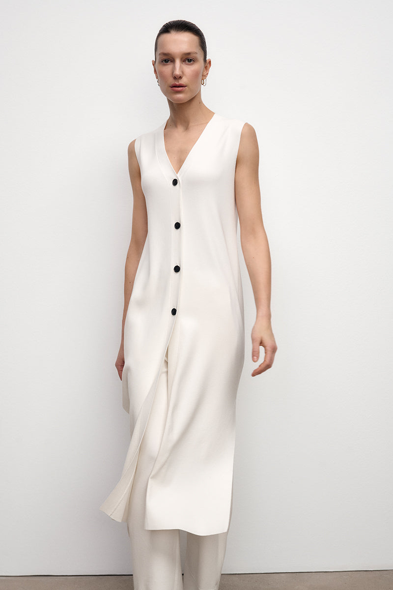 Double-Face Knit Long Vest