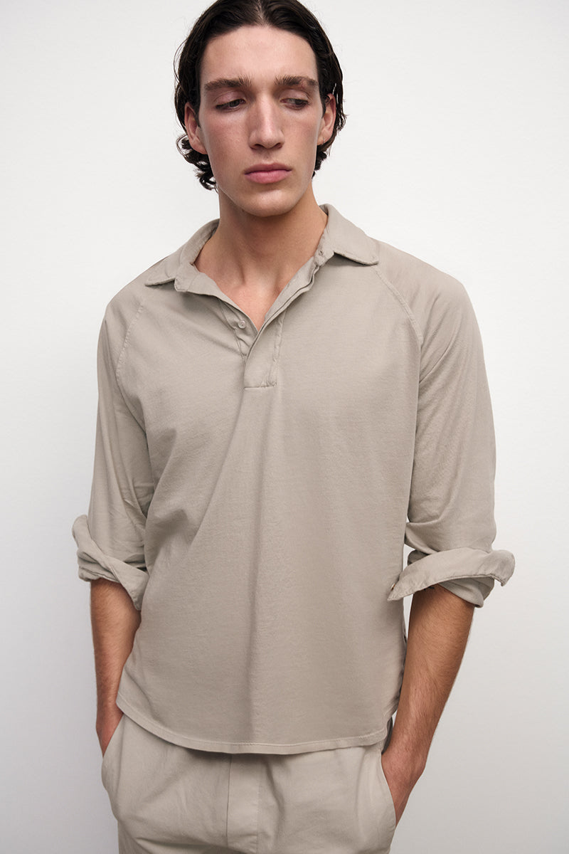 Long-Sleeve Cotton Polo