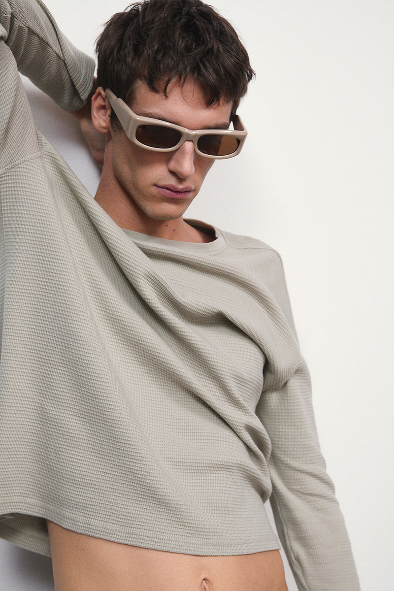 Camiseta de algodón tejida en nido de abeja