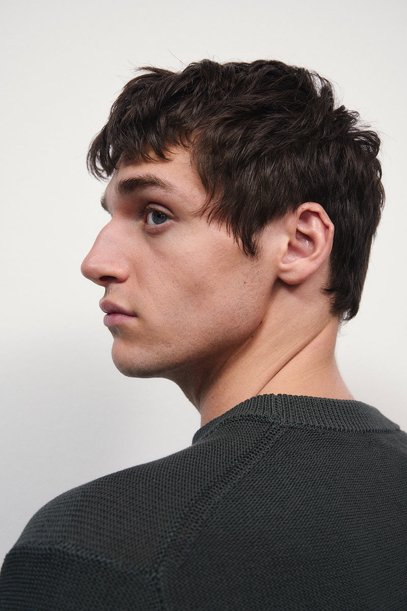 Reverse knitted sweater