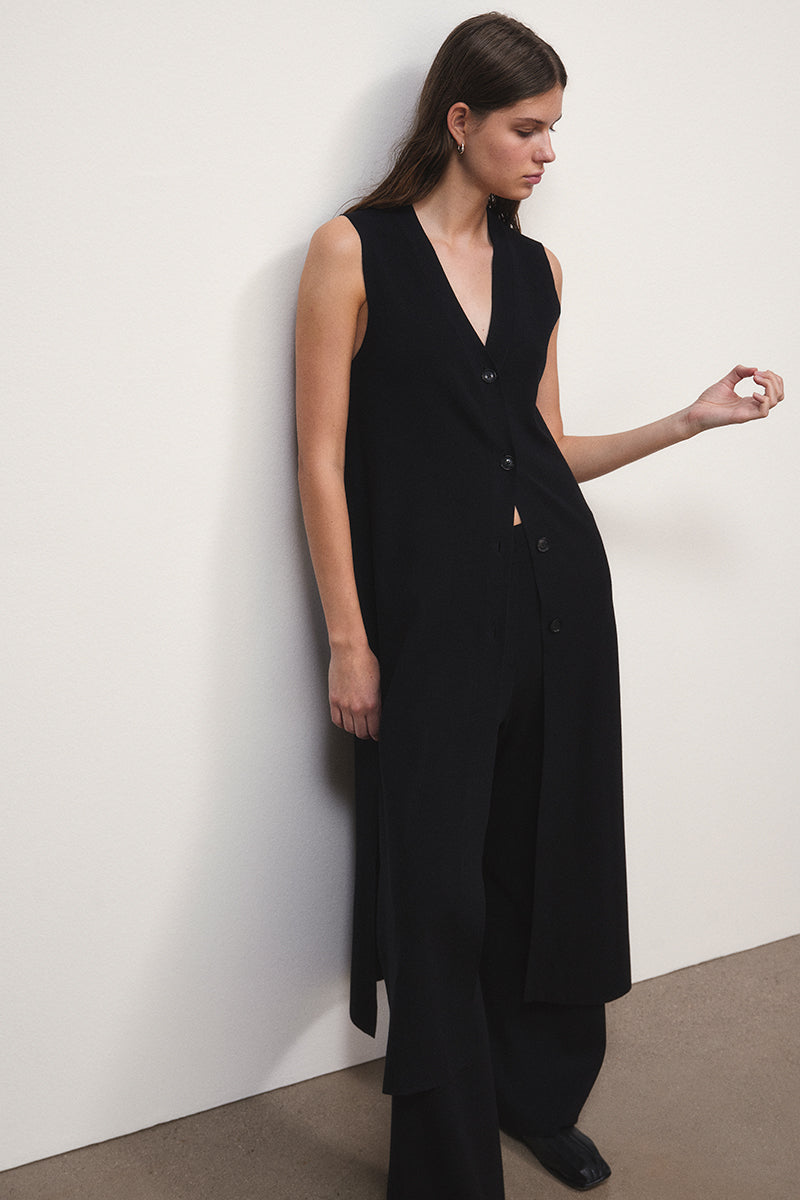 Double-Face Knit Long Vest