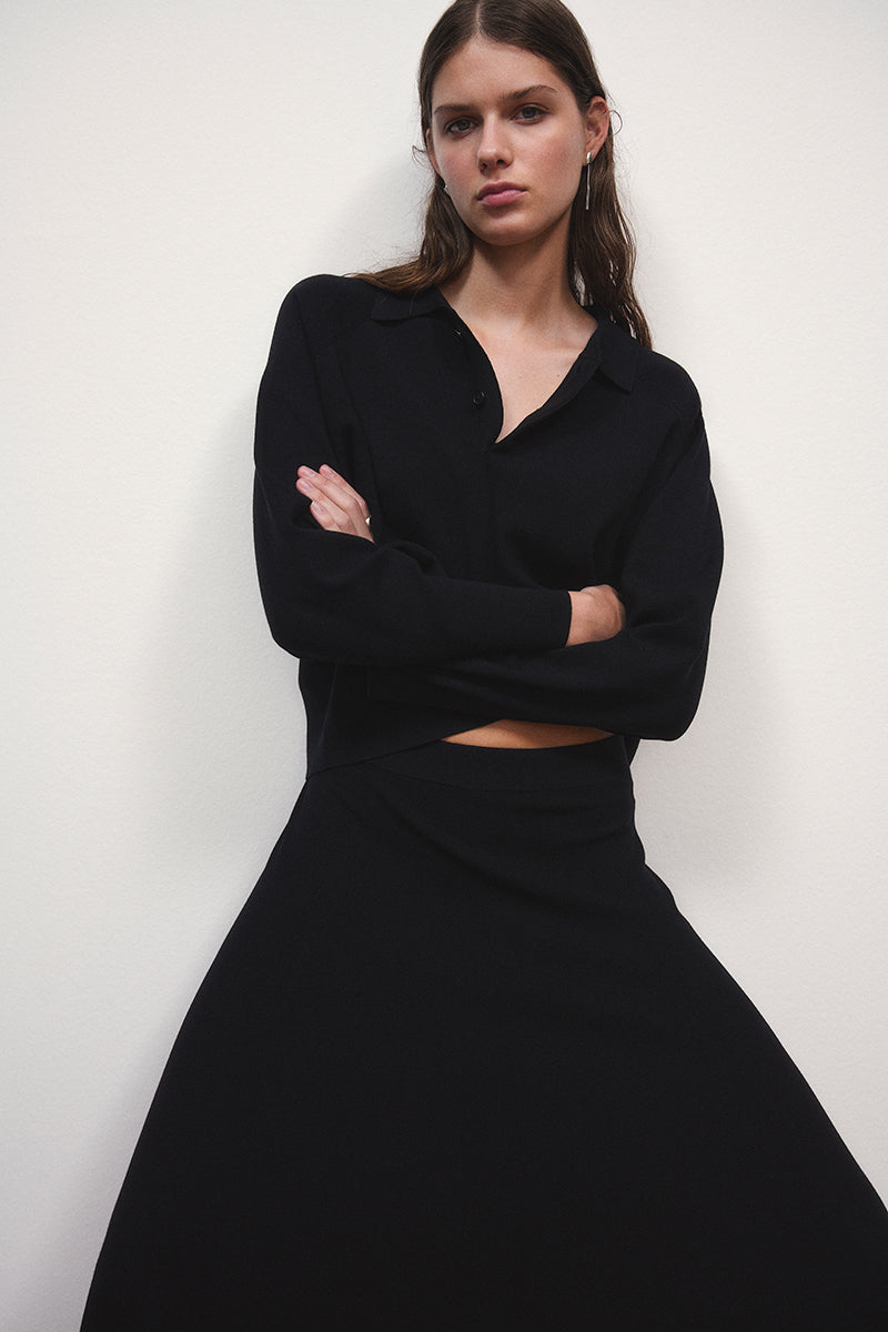 Oversized Double-Face Knit Polo