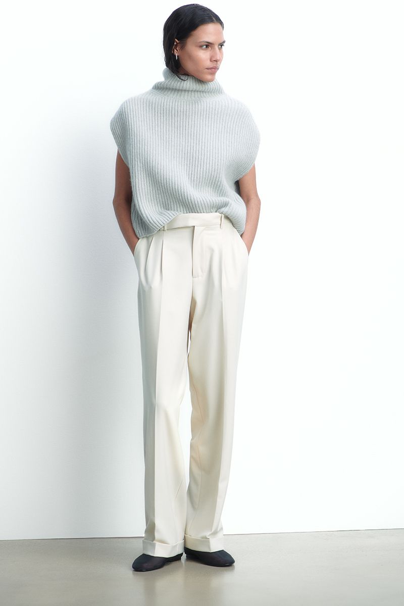 High-waisted pleated trousers