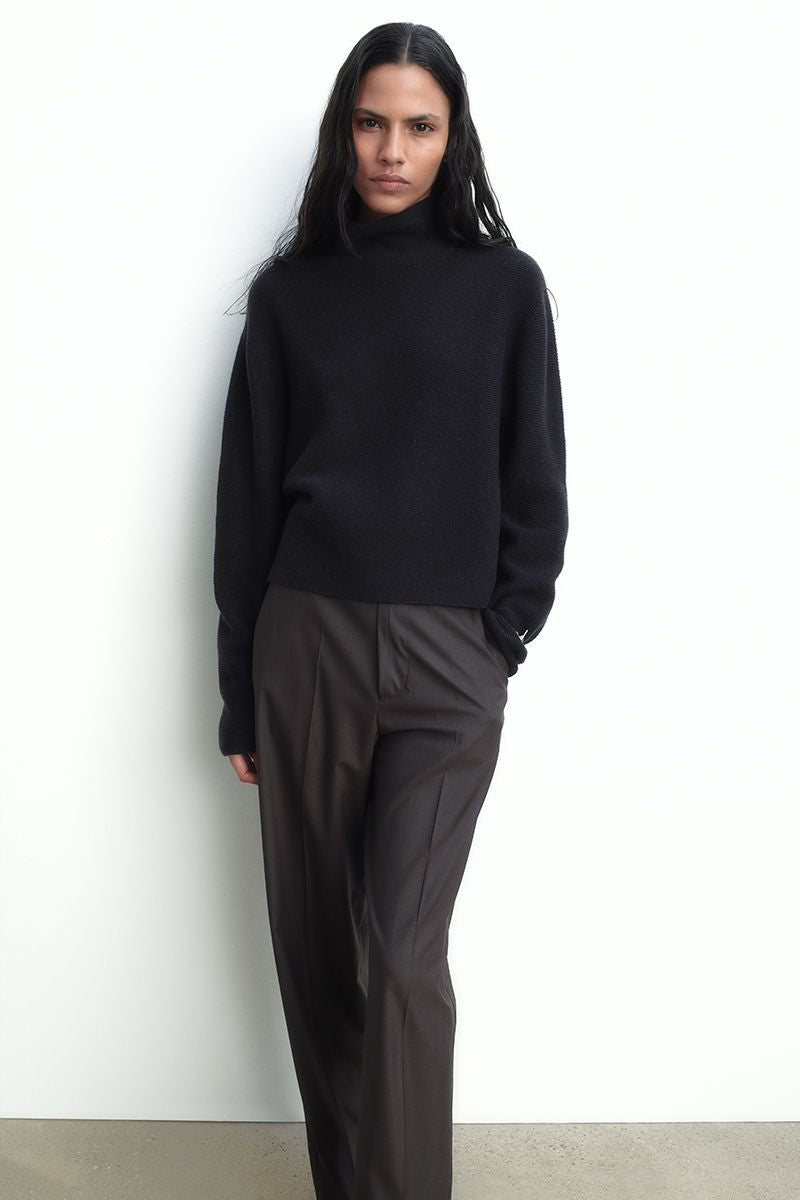 Cashmere sweater with funnel neck