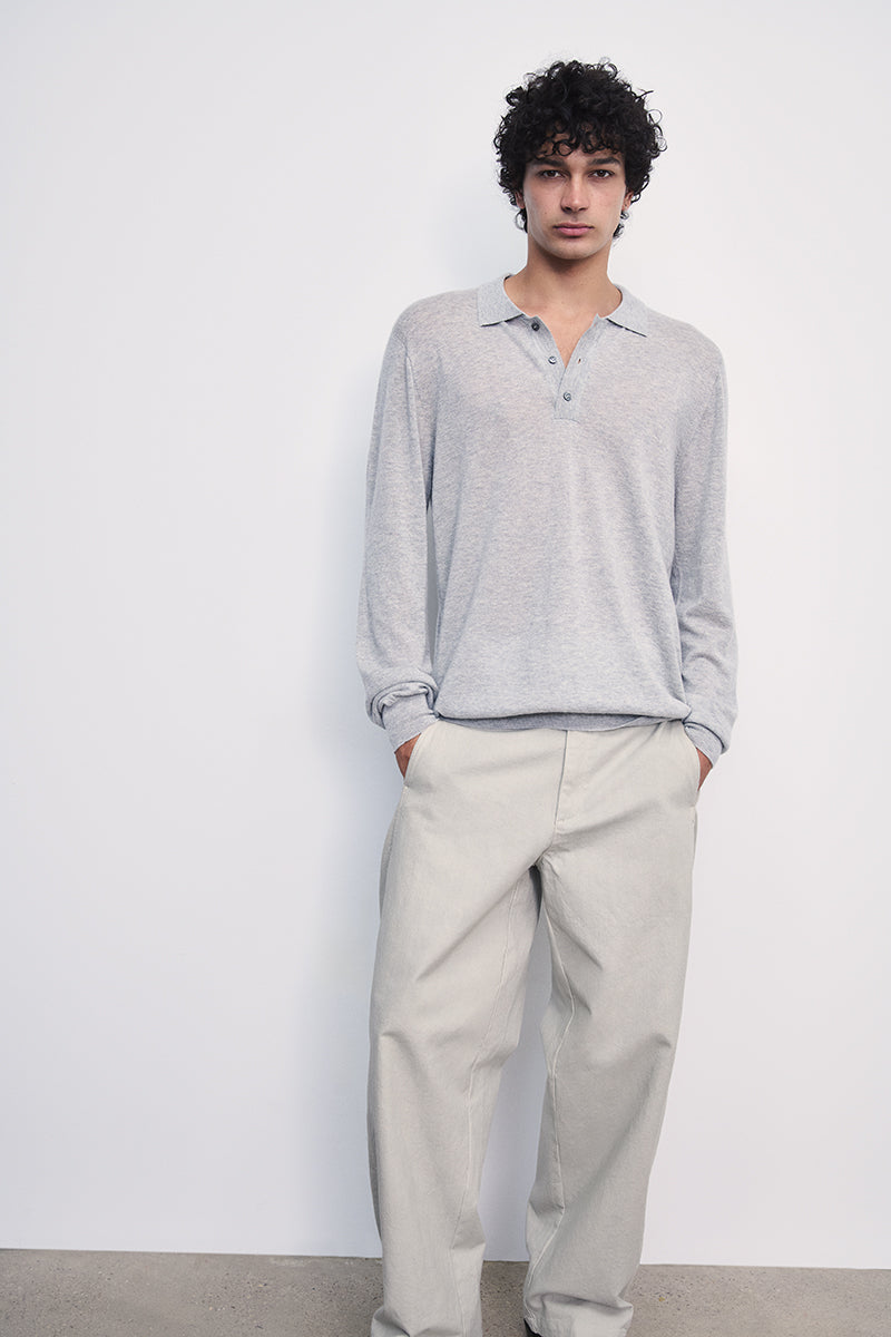 Sweater with polo collar and buttons in cashmere