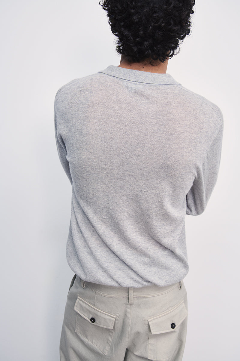 Jersey con cuello y botones tipo polo en cashmere