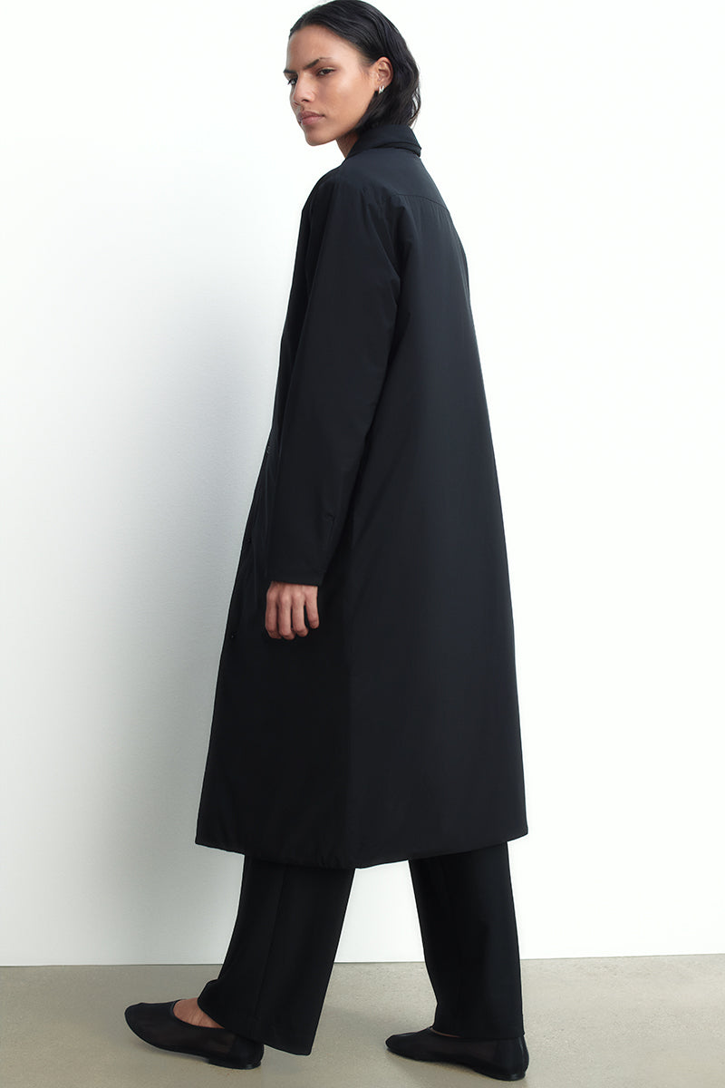 Long coat in technical fabric