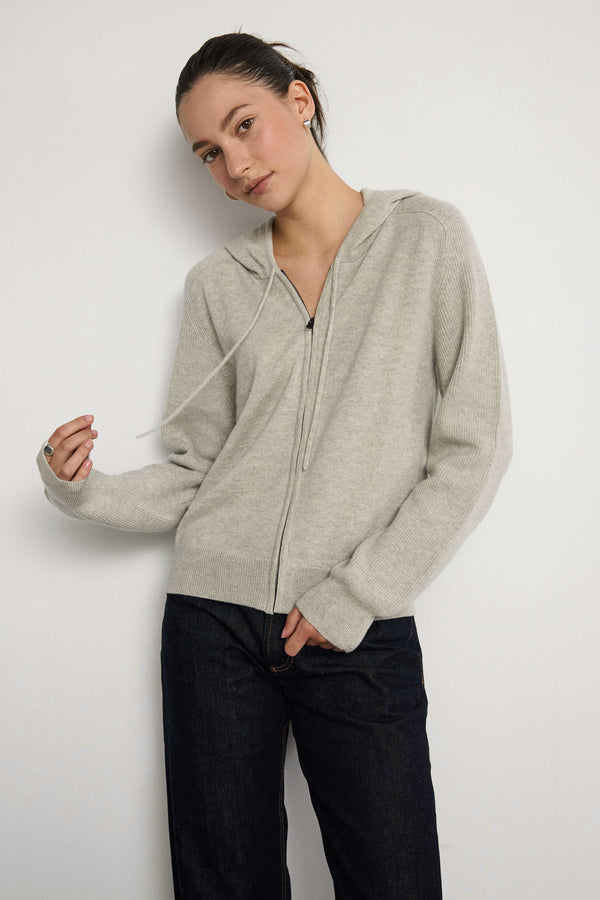 100% Cashmere knit hoodie - Grey VX
