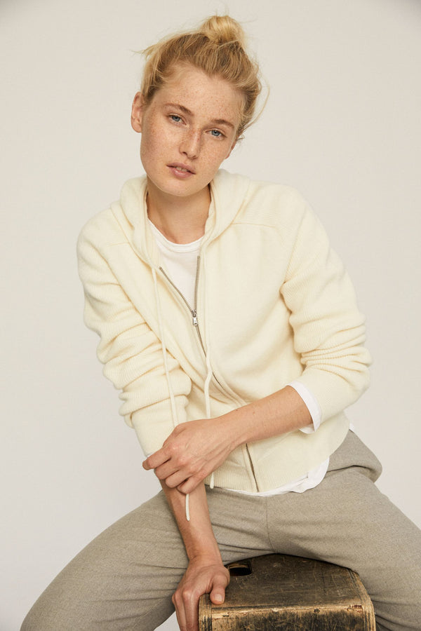 Hoodie de cashmere 100% - Soft Ecru  - 100% Cashmere
