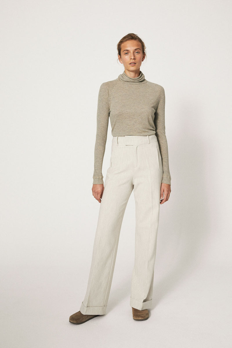 High waisted straight leg trousers - Beige VX