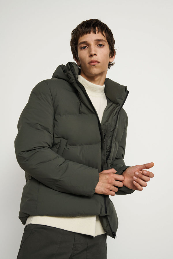 Puffer jacket with real feather down - Hunt Green