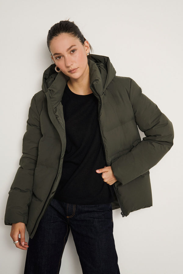 Puffer jacket with real feather down - Hunt Green