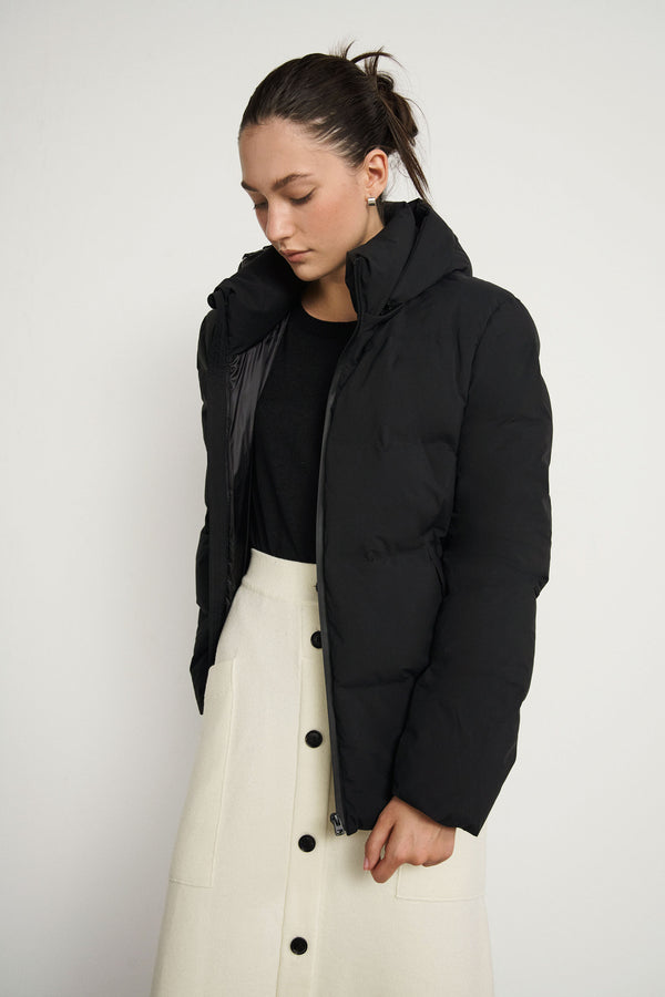 Puffer jacket with real feather down - Black