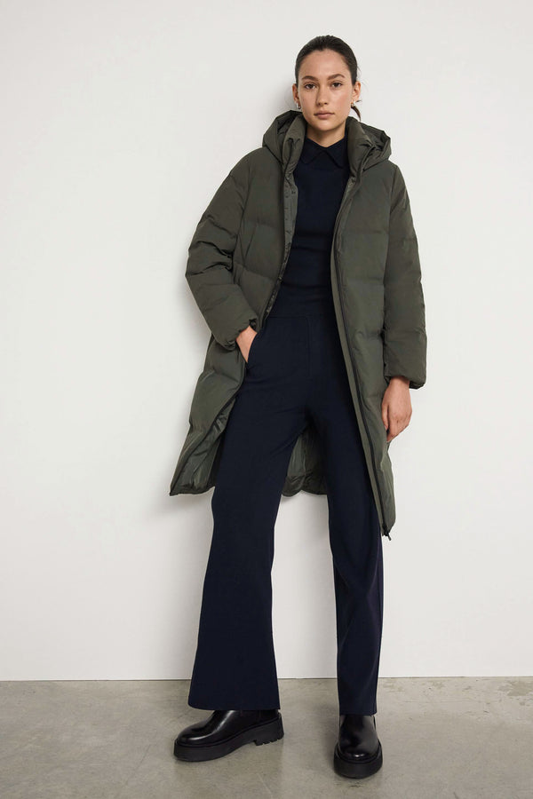 Puffer long jacket with real feather down - Hunt Green