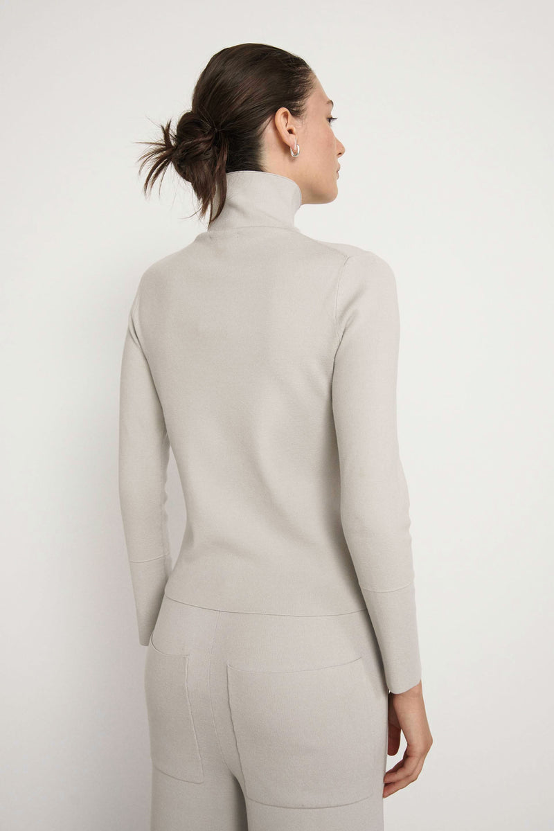Jersey de punto doble con cuello alto - Hunt Green  - 72% Viscosa 28% Elastano