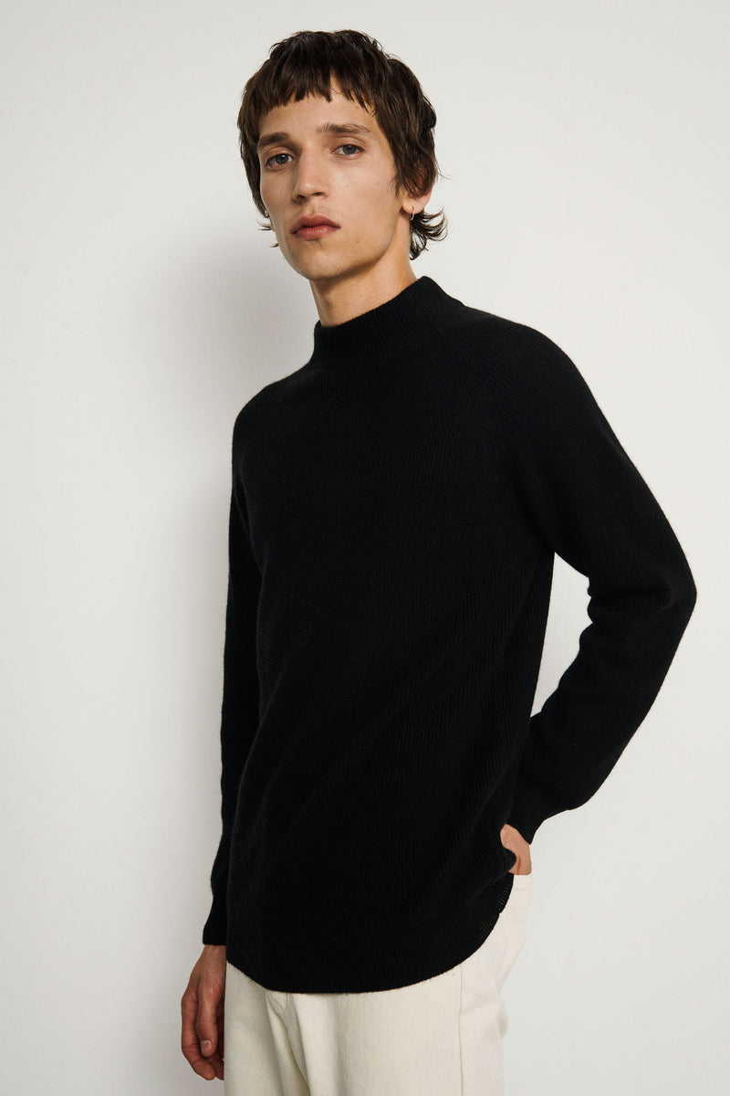 Cashmere sweater with perkins neck - Black