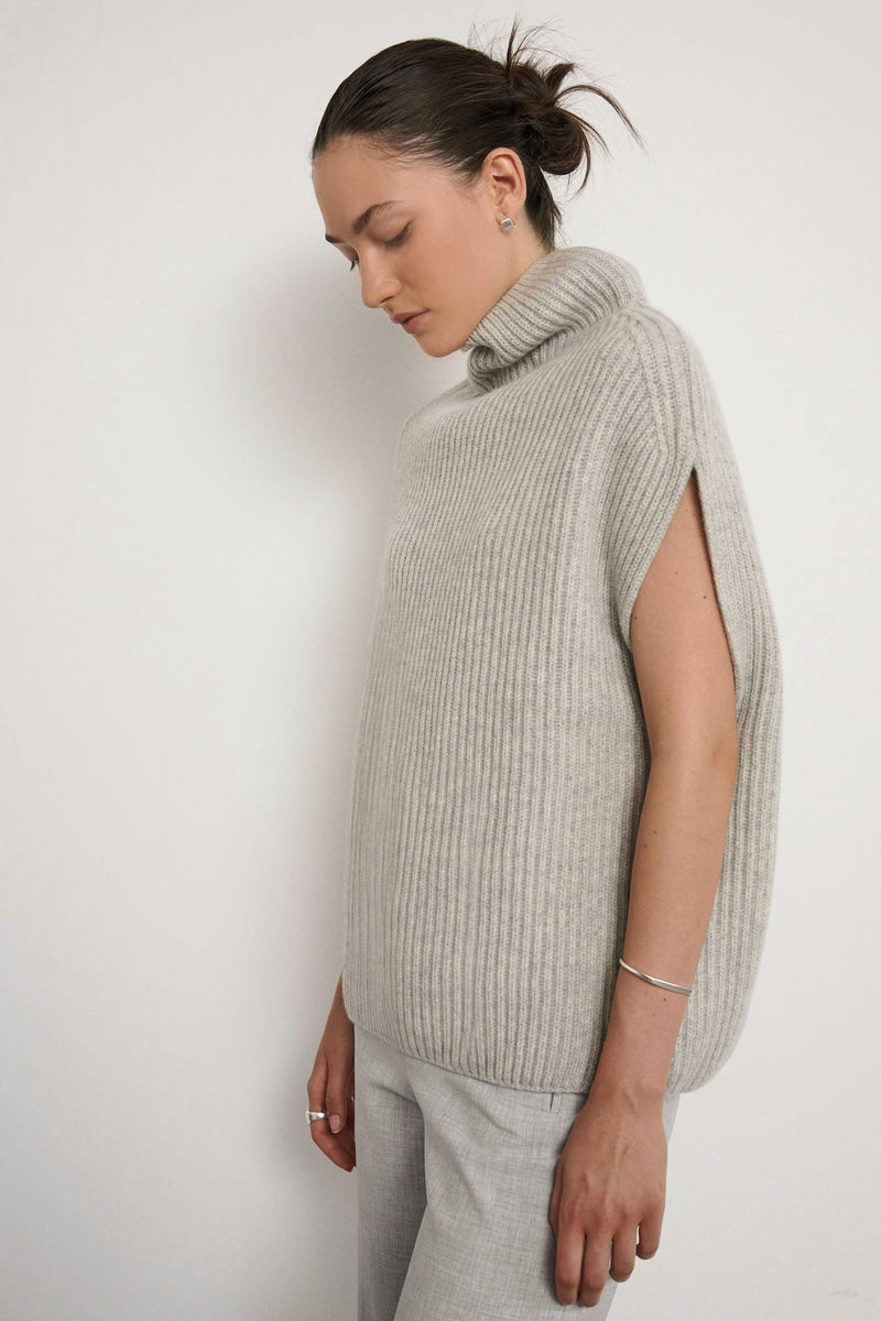 Chaleco de cashmere con cuello vuelto - Midnight  - 100% Cashmere