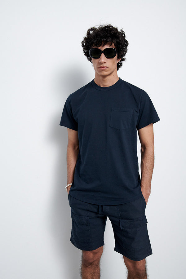 100% cotton Tshirt with pocket - Deep Blue