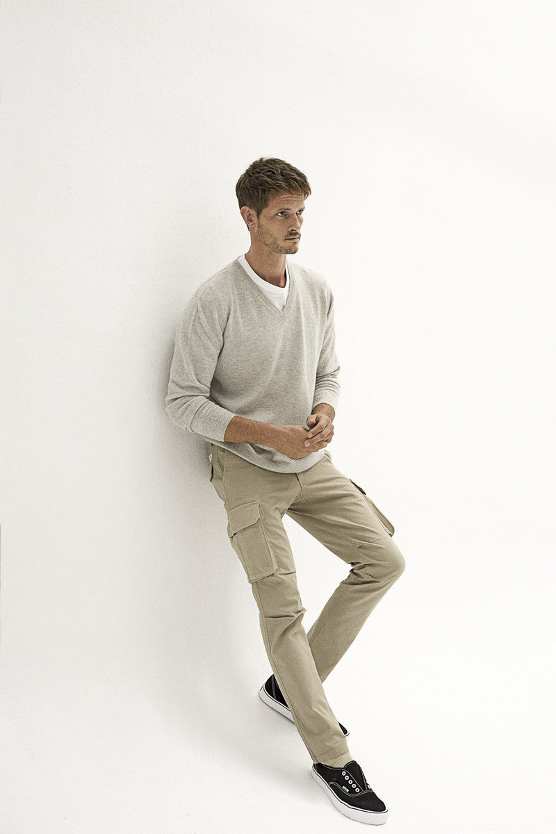 Cotton/stretch cargo pants - Hunt Green