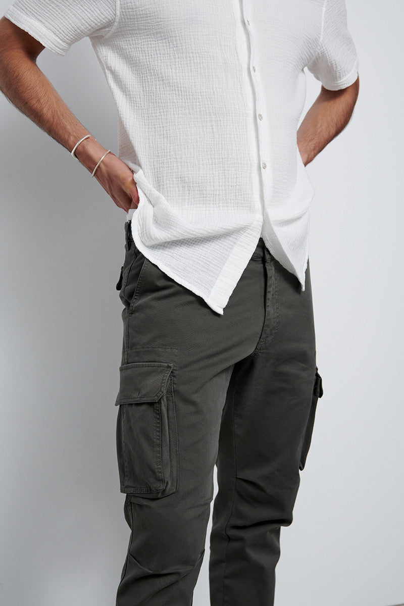Cotton/stretch cargo pants - Hunt Green