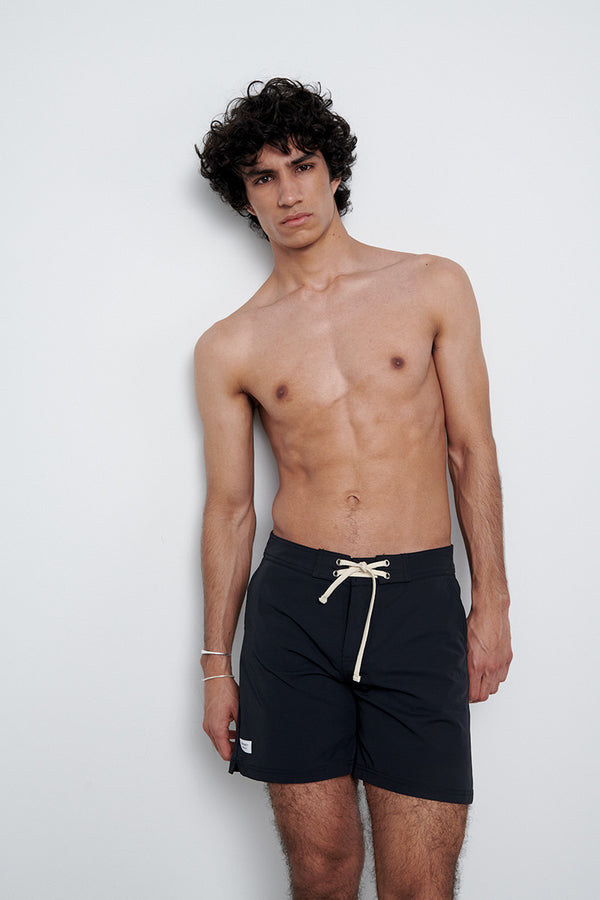 Traje de baño con bolsillos y cintura ajustable - Dark Grey  - 100% Nylon
