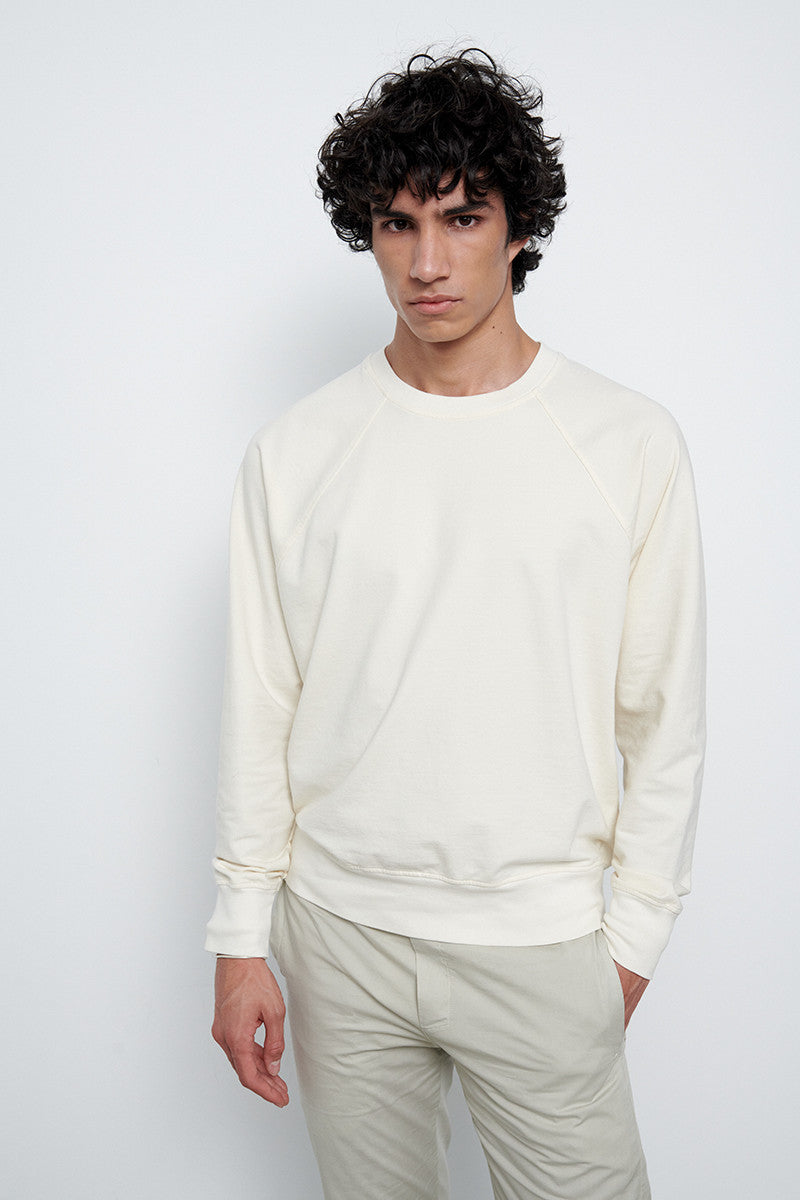 Ranglan sleeve cotton sweatshirt - Ecru