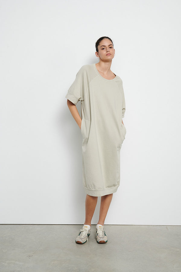 Cotton fleece dress - Sand Grey